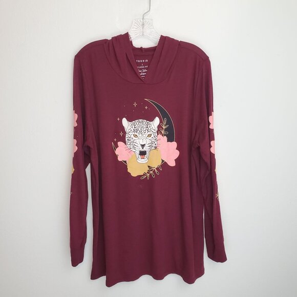Torrid classic fit maroon long sleeve hooded tee - Picture 15 of 15